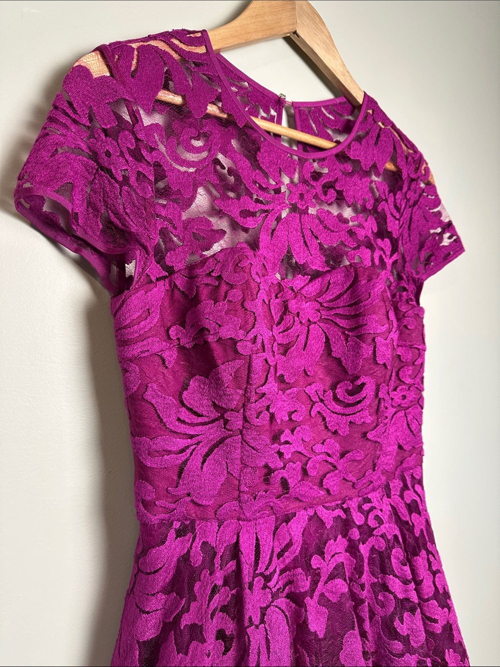 Ted Baker Fuchsia Lace Fit-and-Flare Mini Dress Formal wedding guest designer - Picture 2 of 16